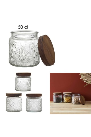 Tarro con tapa de acacia - 50 cl