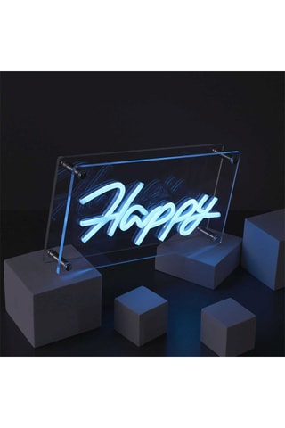 Lámpara efecto neón Happy - Azul