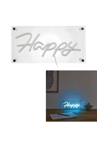 Lámpara efecto neón Happy - Azul