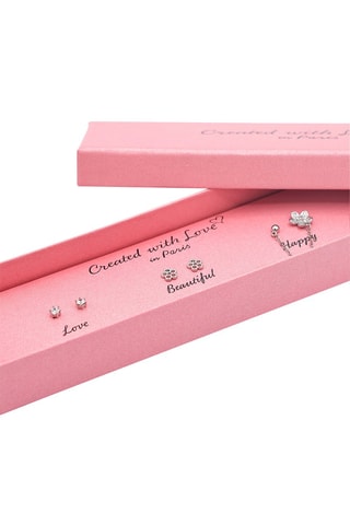 2 pares de dormilonas y 1 pendiente doble Spark - Plateado