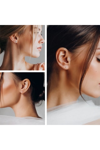 2 pares de dormilonas y 1 pendiente doble Spark - Plateado