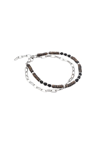 Pulsera - Plateado y marrón