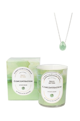 Vela perfumada Menta y collar Concentration - Aventurina