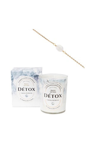 Vela perfumada Limón y pulsera Détox - Cristal de roca