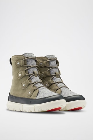 Botins em nobuck e laine Explorer™ II Joan Felt - Verde-azeitona