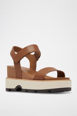 Sandálias com cunha em couro Joanie™ IV - Castanho