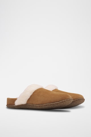 Slippers forradas em nobuck e lã Nakiska™ - Castanho