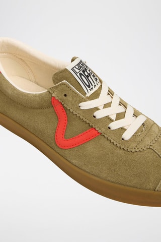 Leren Sneakers Sport Low - Olijfgroen 