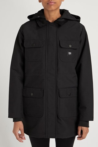 Parka met Capuchon Drill Long - Zwart