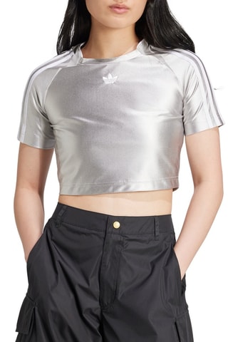 Cropped T-shirt Adicolor Teamgeist - Zilverkleurig