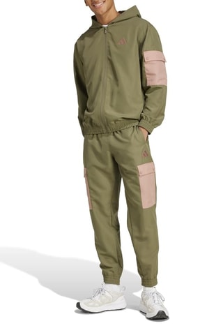 Fleece Sweater met Capuchon en Cargobroek Sportswear - Olijfgroen