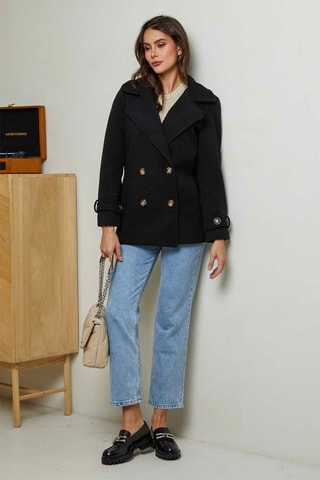 Casaco de pele Preto