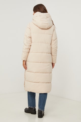 Blusão comprido com capuz-  Creme