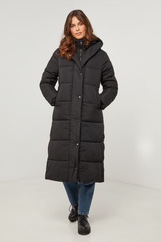 Blusão comprido com capuz- Preto