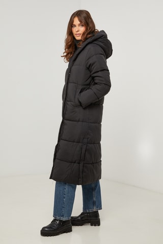 Blusão comprido com capuz- Preto