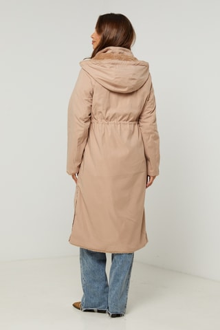 Casaco direito reversível com capuz - Bege