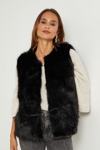 Casaco direito sem mangas - Preto