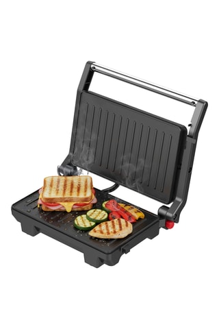 Grelhador elétrico em aço inoxidável e cerâmica - 1000 W - 27 x 23 x 10 cm