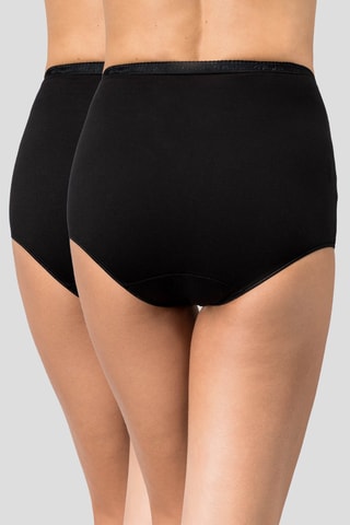 2 bragas de talle alto algodón orgánico -  Negro - Playtex