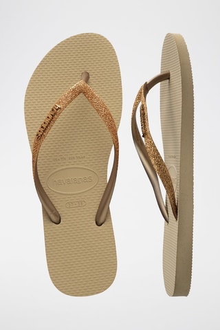 Slippers Slim Glitter - Beige en Goudkleurig
