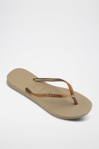 Slippers Slim Glitter - Beige en Goudkleurig