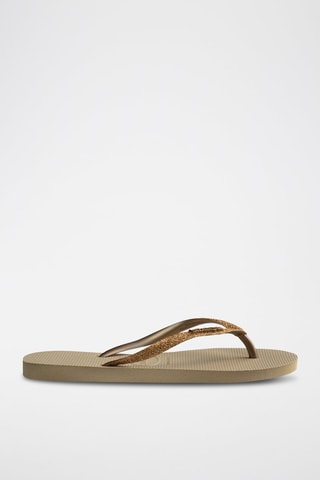 Slippers Slim Glitter - Beige en Goudkleurig