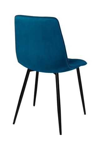 4 sillas Linda de terciopelo azul y patas negras