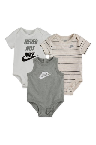 3 bodys Blanc, écru et gris chiné - Nike