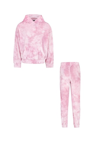 Sweat à capuche et pantalon en velours tie and dye - Rose