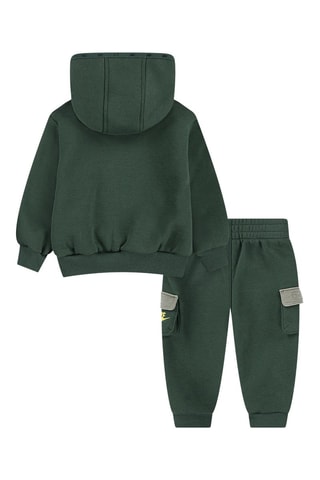 Sweat à capuche et pantalon polaires - Vert foncé et gris