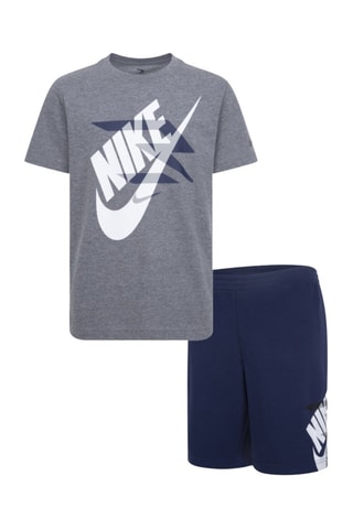 T-shirt et short - Gris chiné et bleu marine