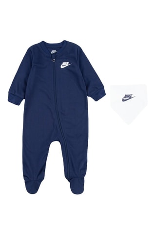 Grenouillère et bavoir - Bleu marine et blanc