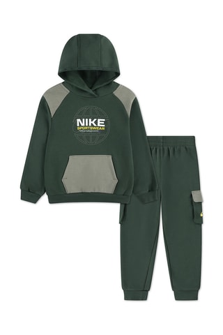 Sweat à capuche et pantalon polaires - Vert foncé