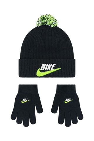 Bonnet à pompon et gants - Noir
