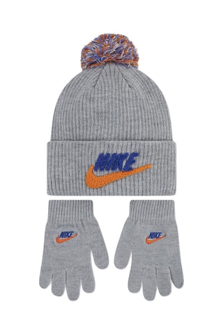 Bonnet à pompon et gants - Gris