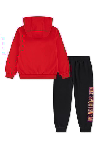 Sweat à capuche et pantalon polaires - Noir et rouge