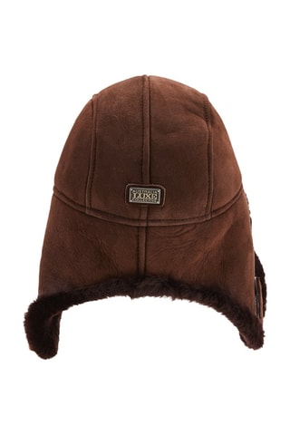 Gorro de aviador de piel ovina nobuk - Marrón