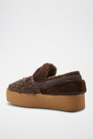 Mocasines de piel ovina con plataforma - Marrón