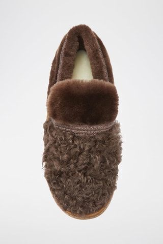 Mocasines de piel ovina con plataforma - Marrón