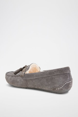Mocasines de piel ovina nobuk forrados - Gris 