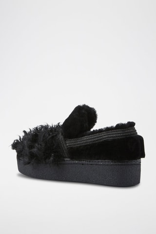 Mocasines de piel ovina nobuk forrados con plataforma - Negro