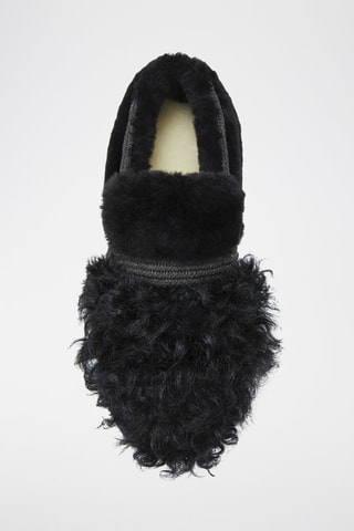 Mocasines de piel ovina nobuk forrados con plataforma - Negro