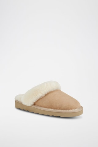 Zapatillas de casa de piel ovina nobuk forradas - Beige