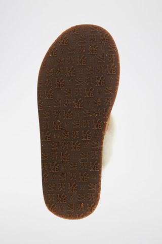 Zapatillas de casa de piel ovina nobuk forradas con plataforma - Marrón claro