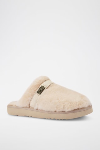 Zapatillas de casa de piel ovina - Beige