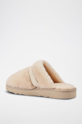 Zapatillas de casa de piel ovina - Beige