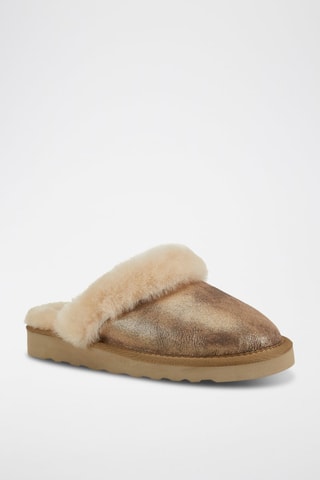 Zapatillas de casa de piel ovina forradas - Dorado