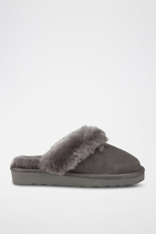 Sandalias de piel ovina forradas - Gris oscuro