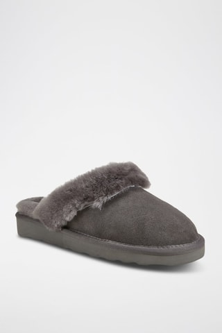 Sandalias de piel ovina forradas - Gris oscuro