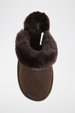 Sandalias de piel ovina forradas - Marrón